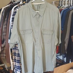 Lands' End Men's Olive Button Down Shirt